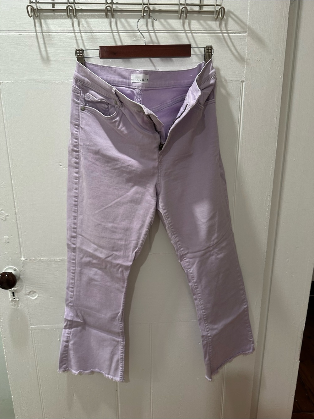 LOFT Lavender Cropped Straight-Leg Jeans